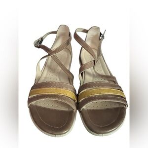 Ecco tan w/yellow strappy sandals size 38 used.